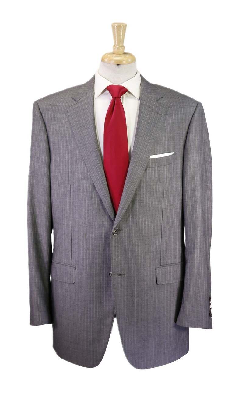 Samuelsohn Gray w/ Purple Pinstripe Super 150's Wool Suit +2 Pants 41L 42L